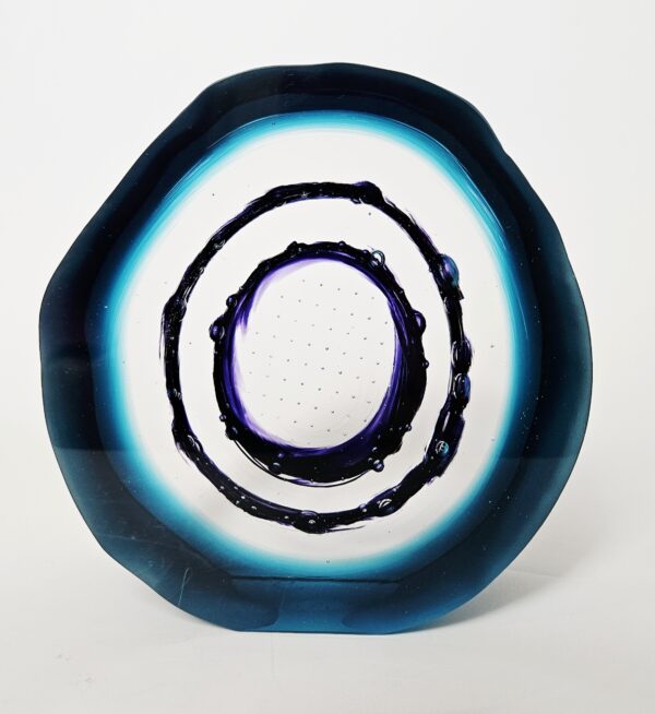 Skleněný objekt dekorace "Achát" akvamarín 13x6 cm - Pavel Havelka - Image 4