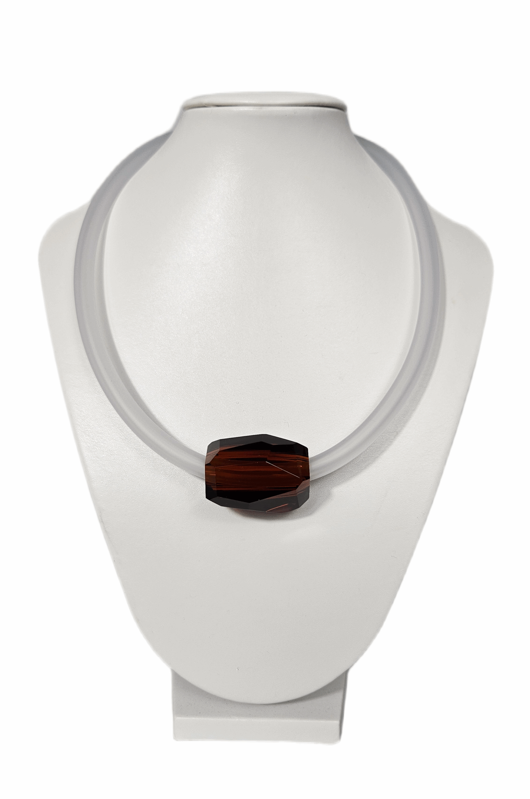 Broušený skleněný náhrdelník hnědý - Šárka Bartko - Obrázek 3