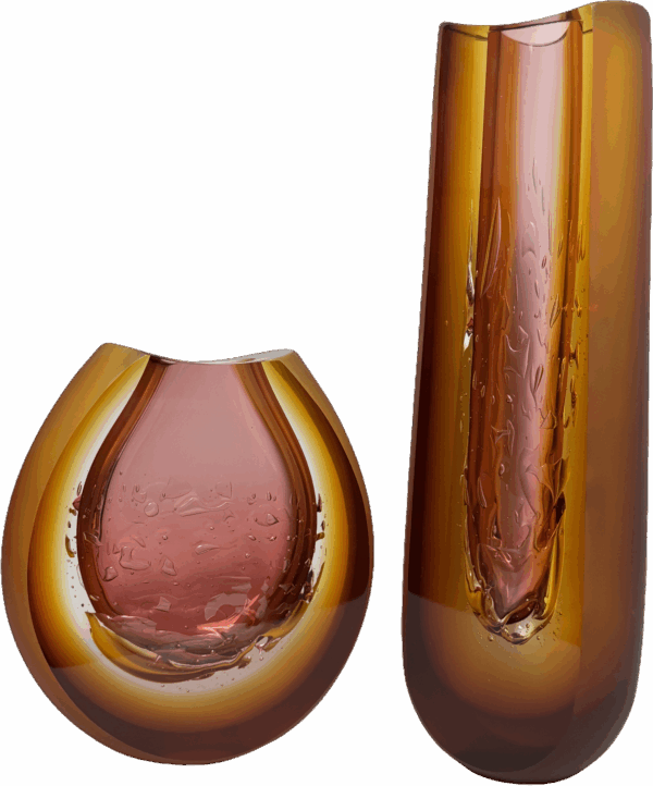 Skleněná broušená váza amber 20x18x6,5 cm - Pavel Havelka - Image 5
