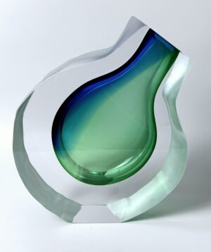 Skleněná broušená váza "Polární záře" 22x19x7 cm - Pavel Havelka