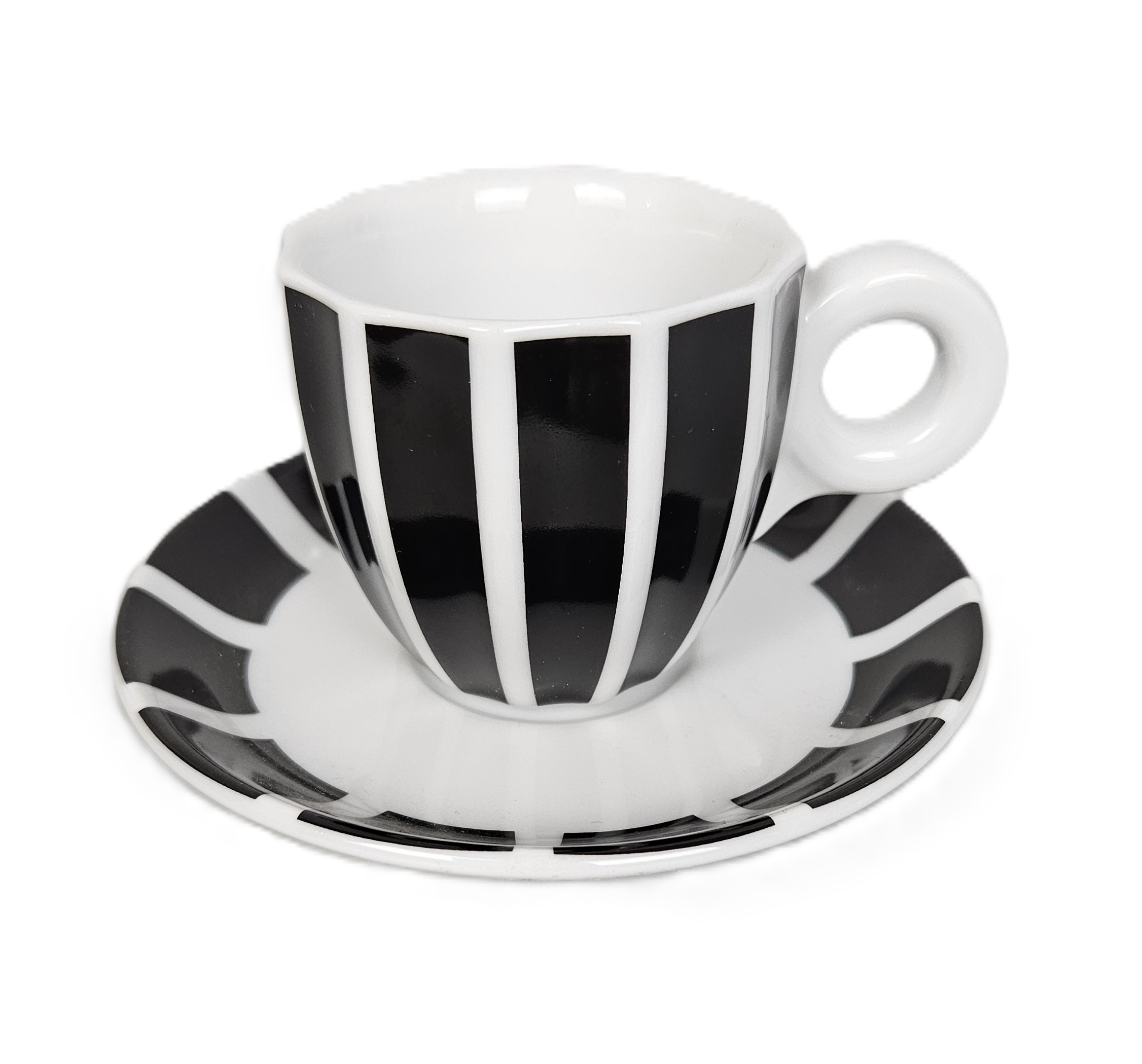 Goldfinger porcelánový šálek na espresso s podšálkem S černý pruh