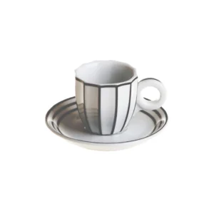 Goldfinger porcelánový šálek na espresso s podšálkem Šárka S černá linka