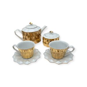 Goldfinger luxusní porcelánová čajová souprava s cukřenkou Diamond - zlatá