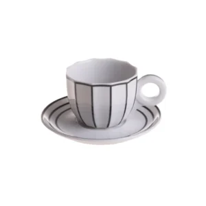 Goldfinger porcelánový šálek na kávu s podšálkem Šárka M černá linka