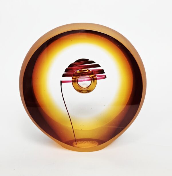 Skleněný objekt dekorace "Stuha" amber 11x7 cm - Pavel Havelka - Image 3