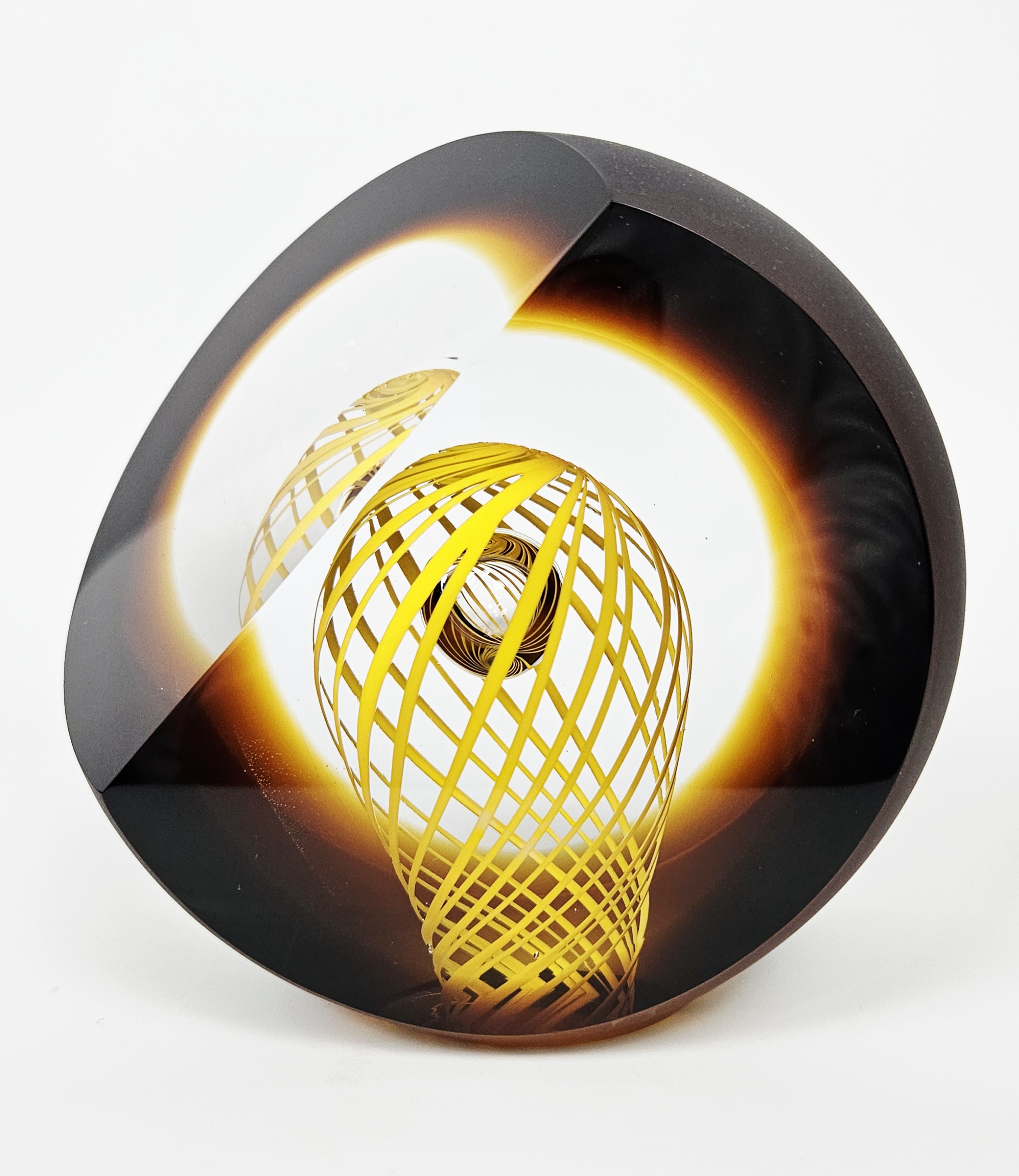 Skleněný křišťálový objekt dekorace „Medúza“ topaz 12×7 cm – Pavel Havelka