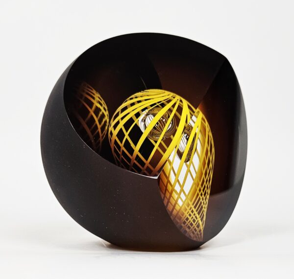 Skleněný křišťálový objekt dekorace "Medúza" topaz 12x7 cm - Pavel Havelka - Image 4
