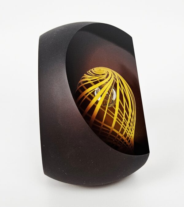 Skleněný křišťálový objekt dekorace "Medúza" topaz 12x7 cm - Pavel Havelka - Image 2