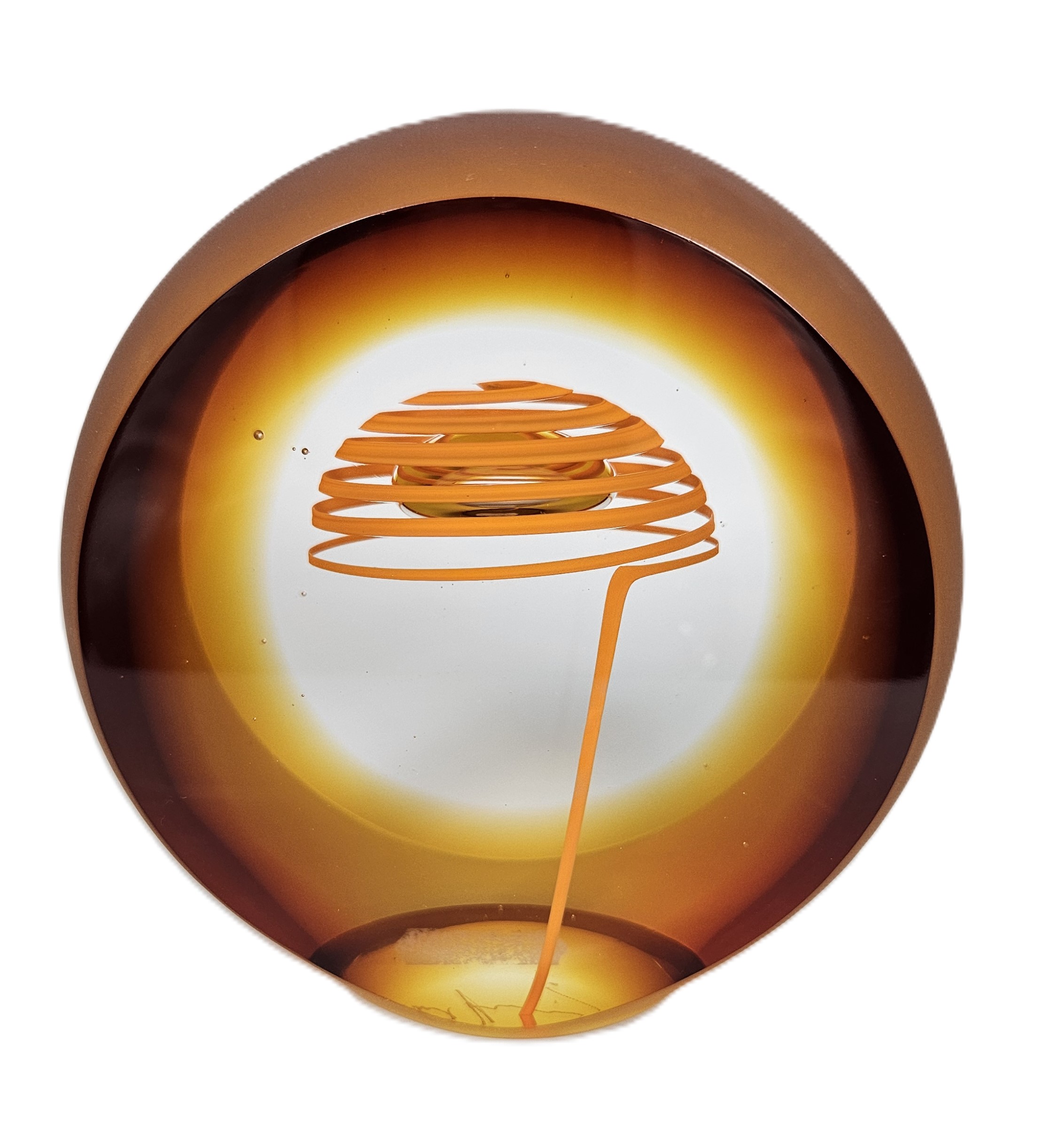 Skleněný objekt dekorace "Stuha" amber 12x7 cm - Pavel Havelka - Obrázek 2