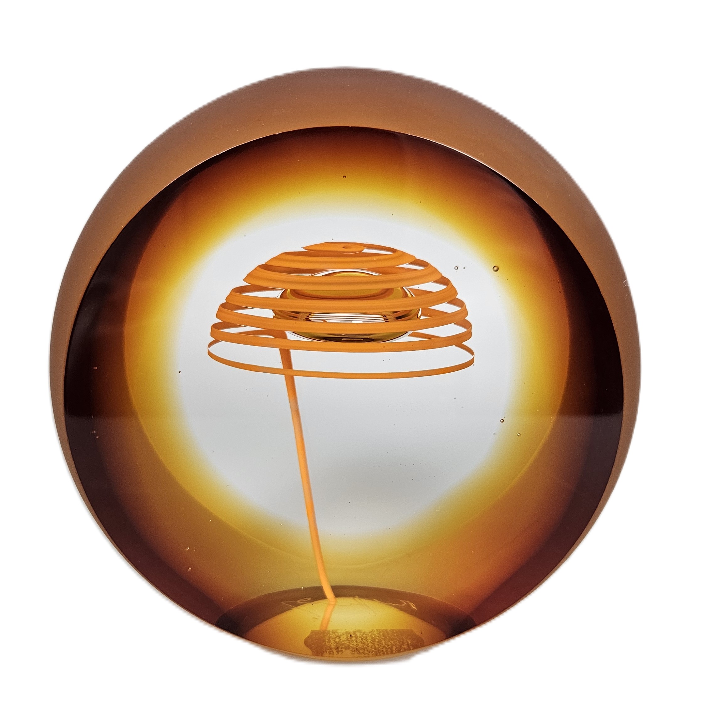 Skleněný objekt dekorace „Stuha“ amber 12×7 cm – Pavel Havelka