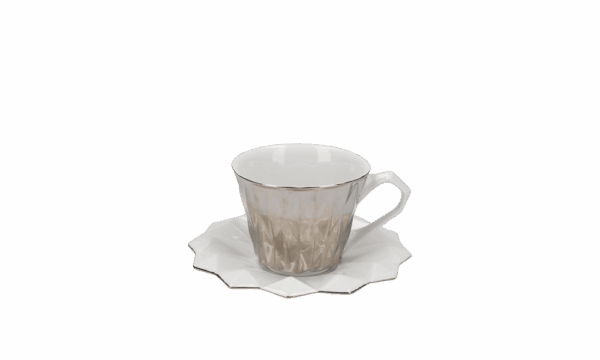 Goldfinger luxusní porcelánová čajová souprava s cukřenkou Diamond - platinová - Image 2