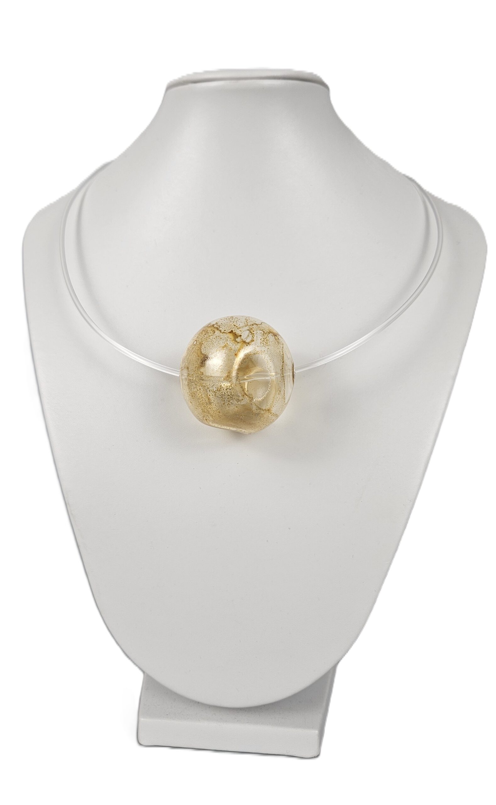 Broušený skleněný náhrdelník zlato-křišťálový – Šárka Bartko