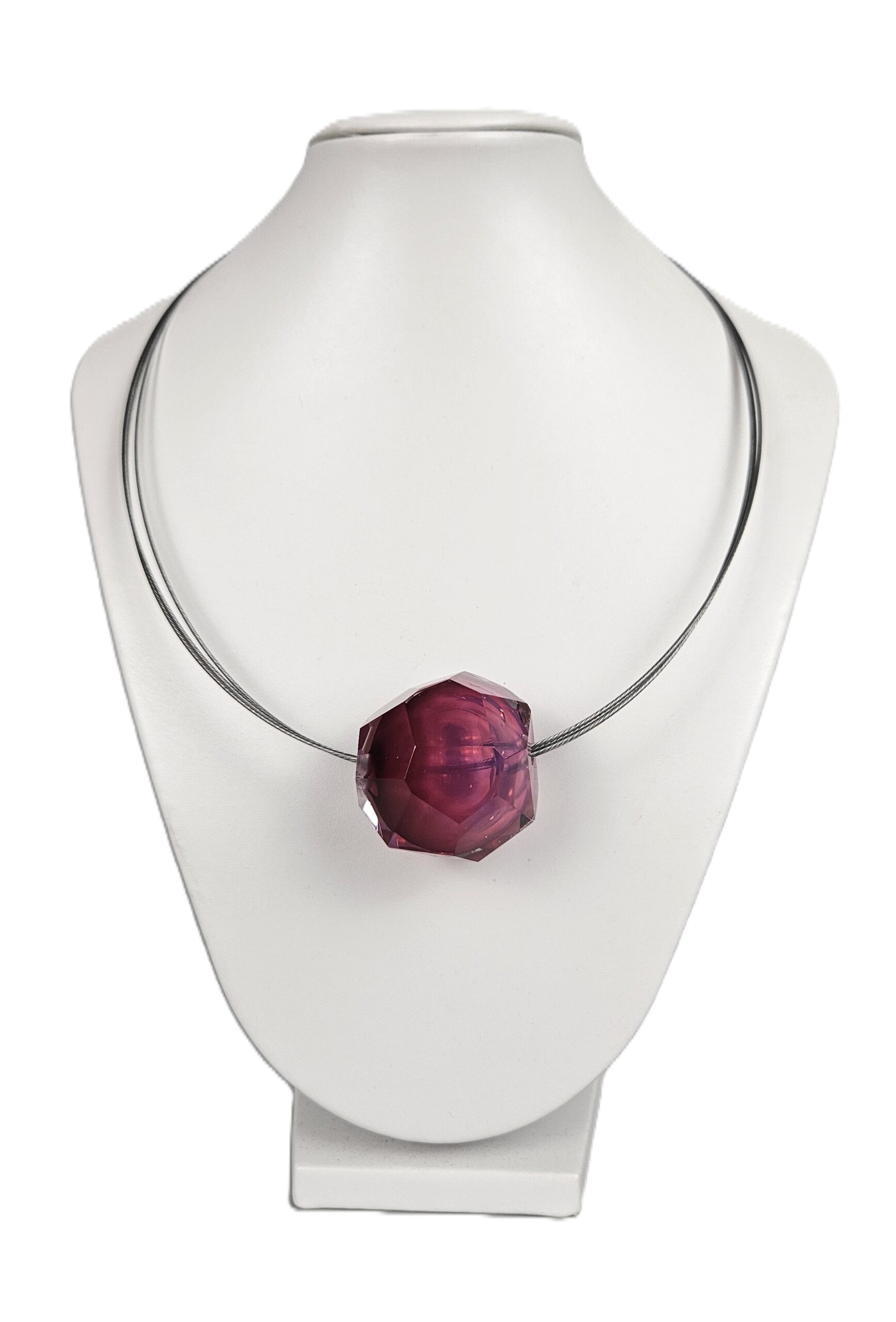 Broušený skleněný náhrdelník křišťálovo-růžový – Šárka Bartko