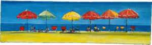 Obraz "Deštníky" 35 x 125 cm - Jitka Nesnídalová