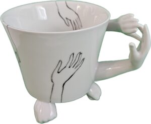 Goldfinger porcelánový hrnek pěstičky bílé s černou linkou - 0,3 l