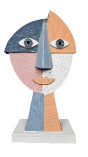 Keramická plastika "Hlava II" barevná - Karel Frantel