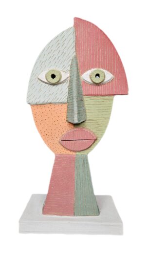 Keramická plastika "Hlava III" barevná - Karel Frantel