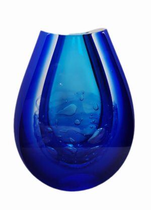 Křišťálová broušená váza z hutního skla modrá - Pavel Havelka