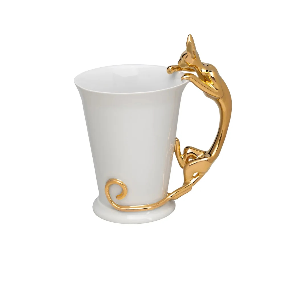 Goldfinger porcelánový hrnek Sfinx zlatý – 0,4 l