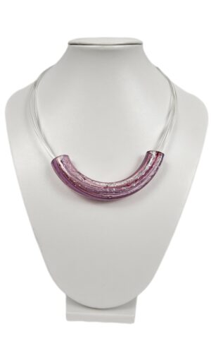 Broušený skleněný náhrdelník fialový se třpytkami - Šárka Bartko