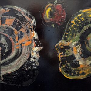 Obraz ze smaltu "Adam a Eva IV." 28 x 28 cm - Helena Hlušičková