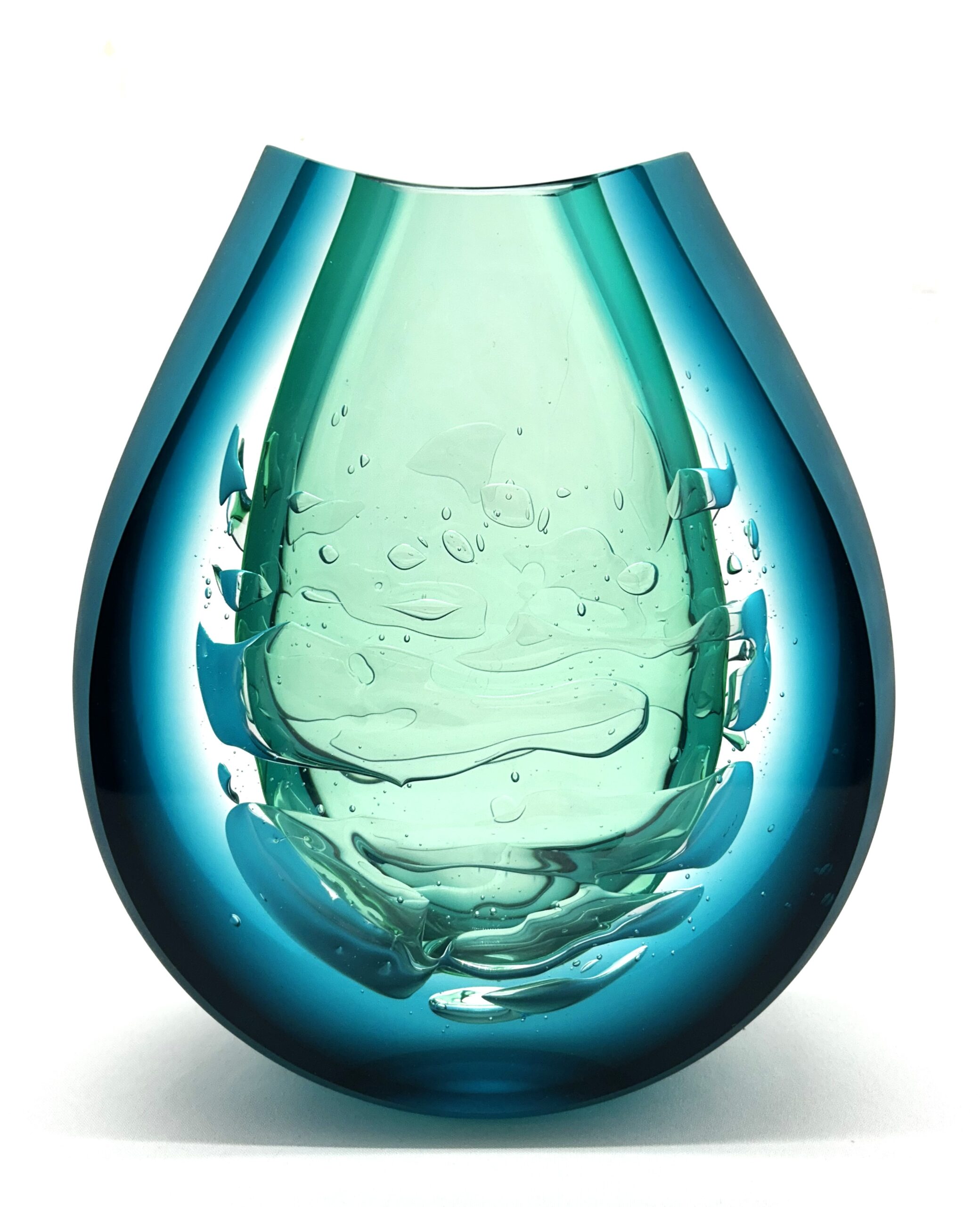 Skleněná broušená váza z hutního skla "Peřej" - Pavel Havelka - Obrázek 4