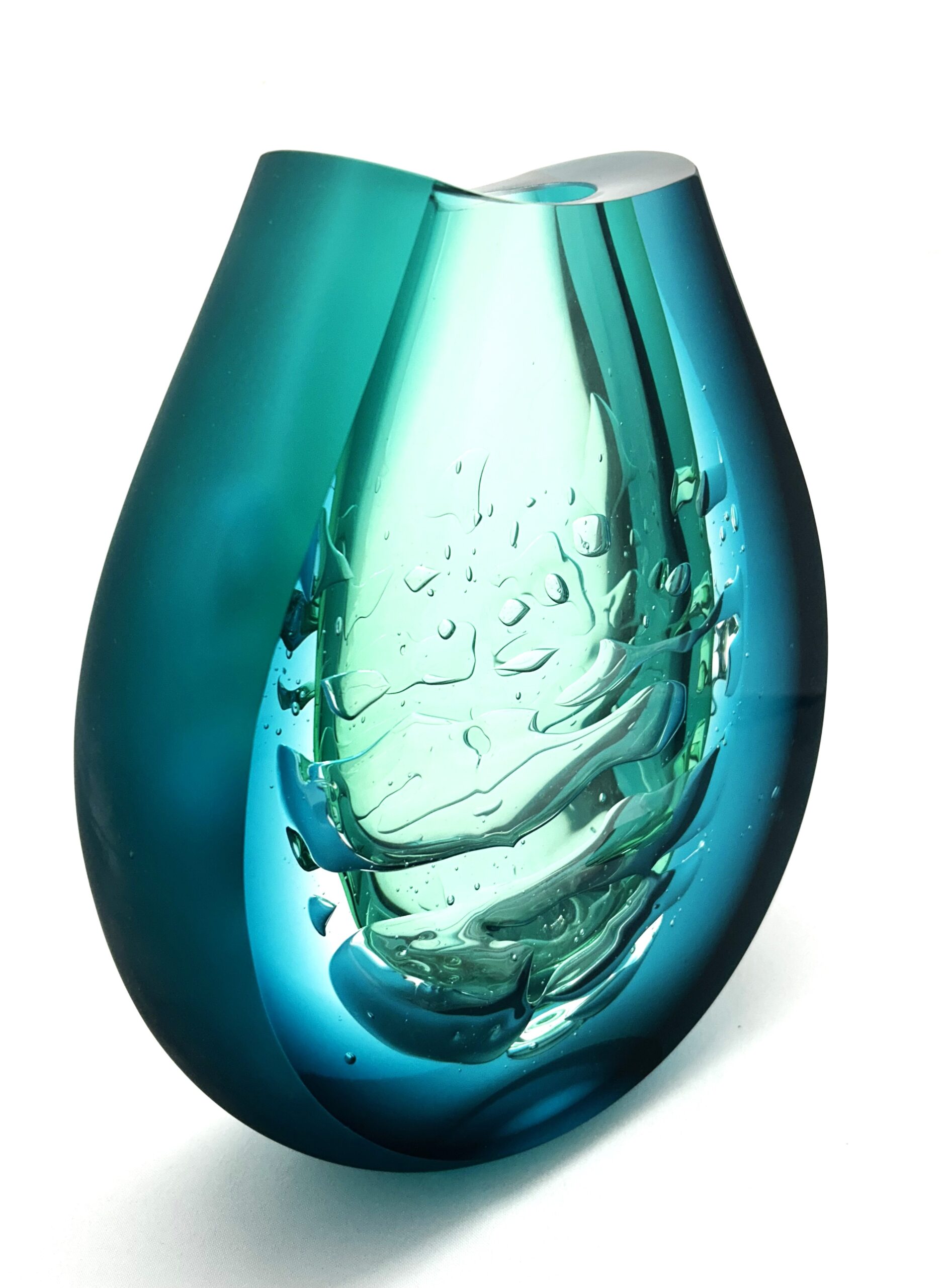 Skleněná broušená váza z hutního skla "Peřej" - Pavel Havelka - Obrázek 2