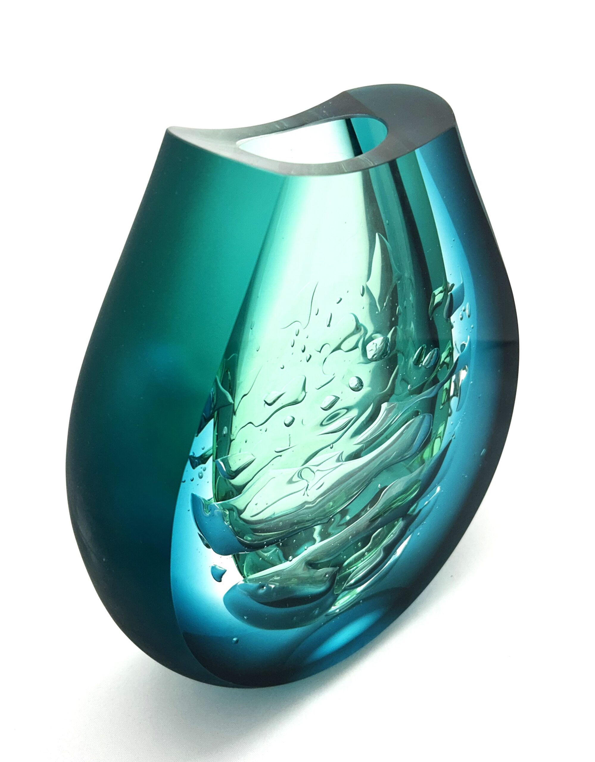 Skleněná broušená váza z hutního skla "Peřej" - Pavel Havelka - Obrázek 3