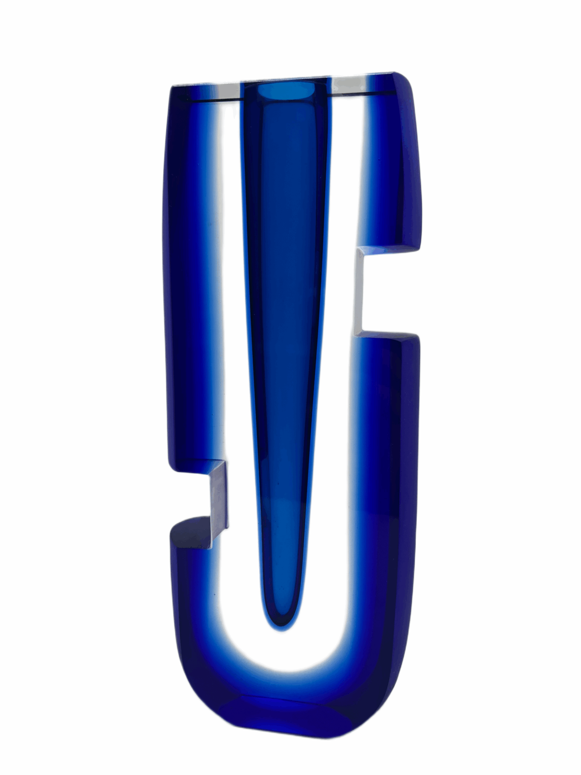 Skleněná broušená váza z hutního skla „Kubismus“ – Pavel Havelka