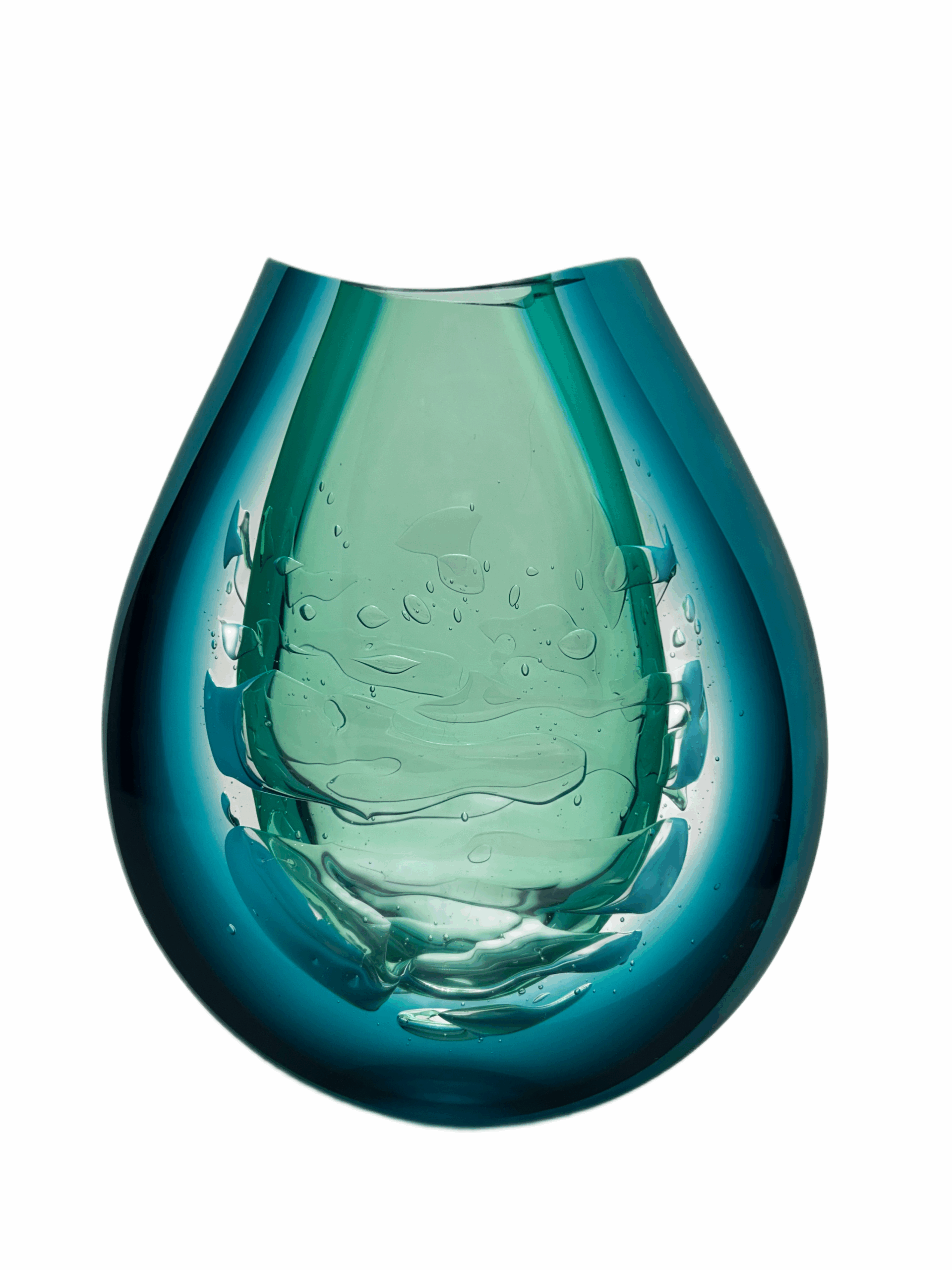 Skleněná broušená váza z hutního skla „Peřej“ – Pavel Havelka