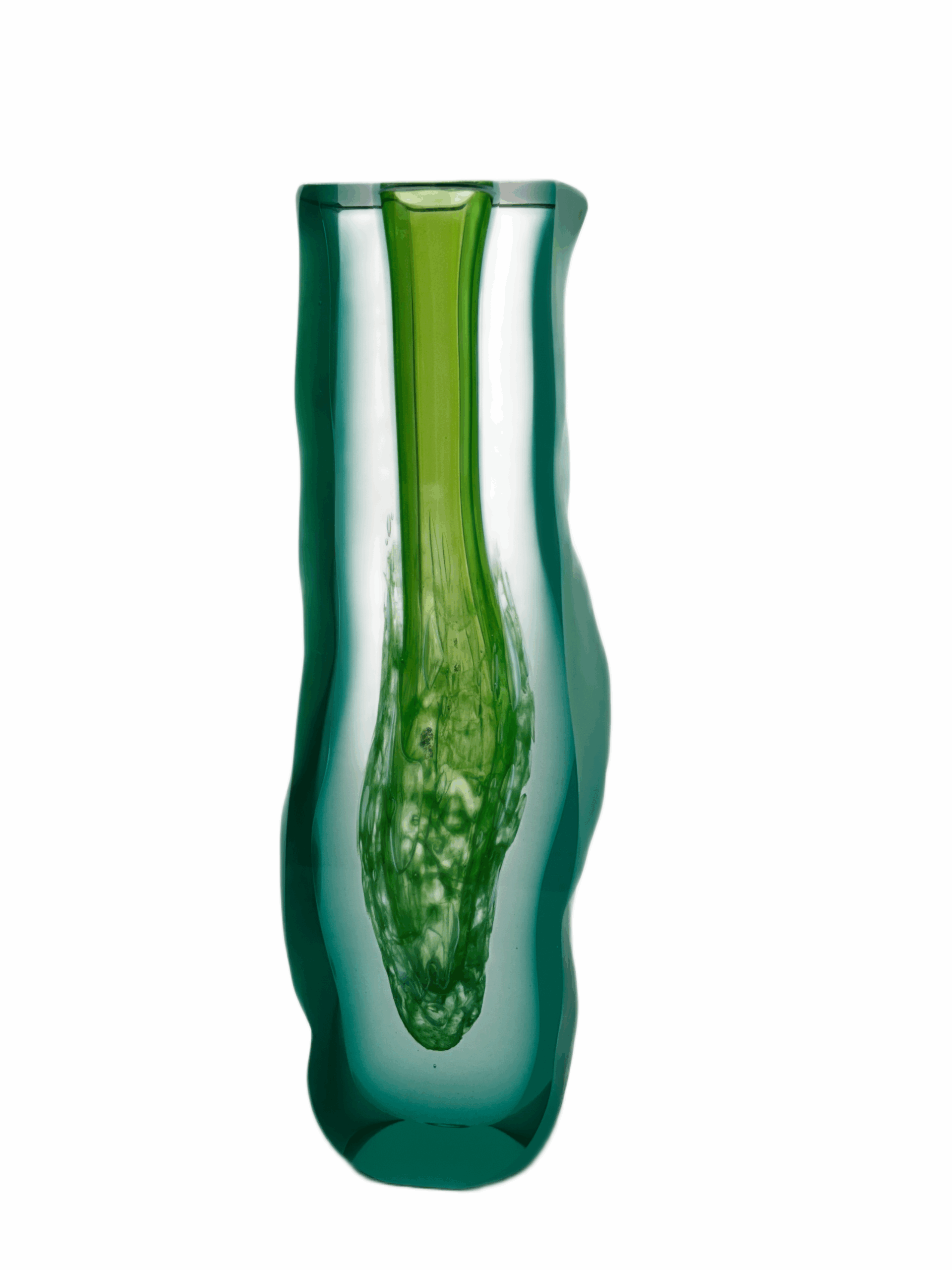 Skleněná broušená váza z hutního skla „Samorost“ – Pavel Havelka