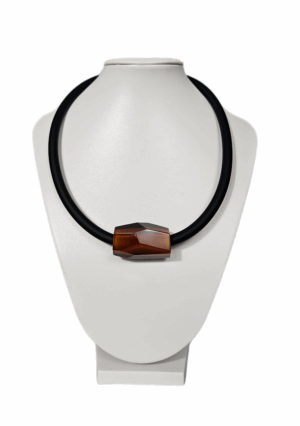 Broušený skleněný náhrdelník hnědý II. - Šárka Bartko