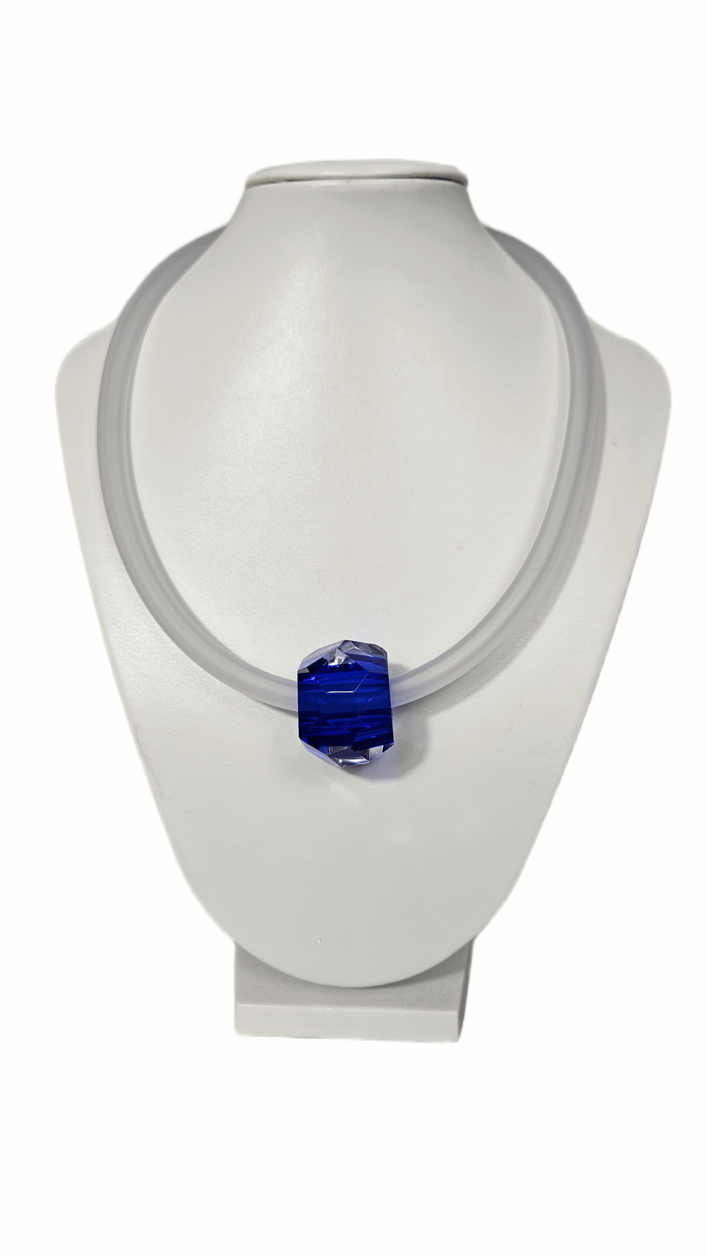 Náhrdelník z broušeného skla modrý s křišťálem II. – Šárka Bartko