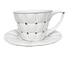 Porcelánový šálek s podšálkem BARCELONA - zelený, porcelán GOLDFINGER