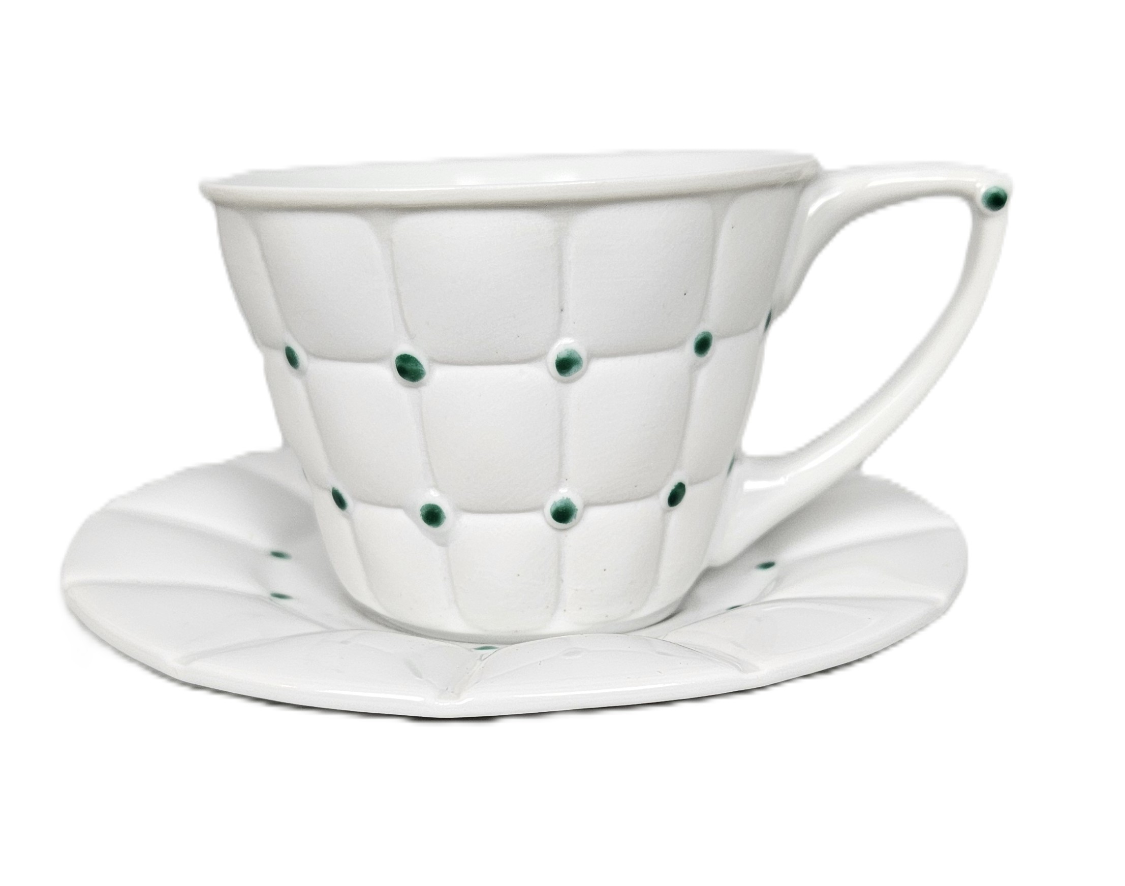 Porcelánový šálek s podšálkem BARCELONA – zelený, porcelán GOLDFINGER