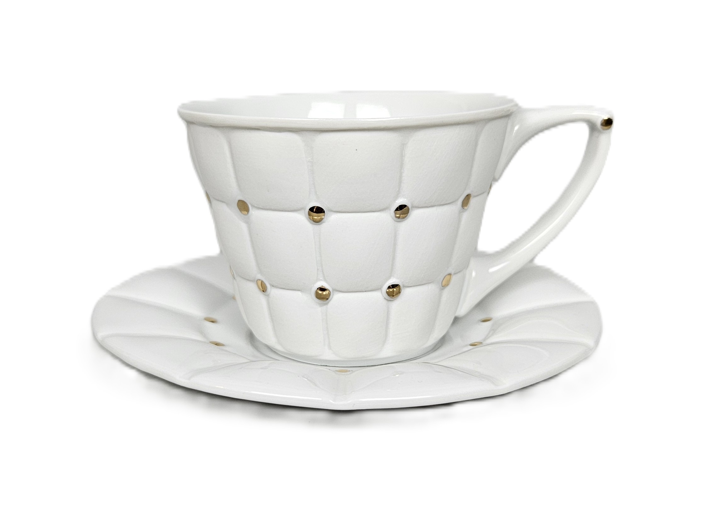 Porcelánový šálek s podšálkem BARCELONA – zlatý, porcelán GOLDFINGER