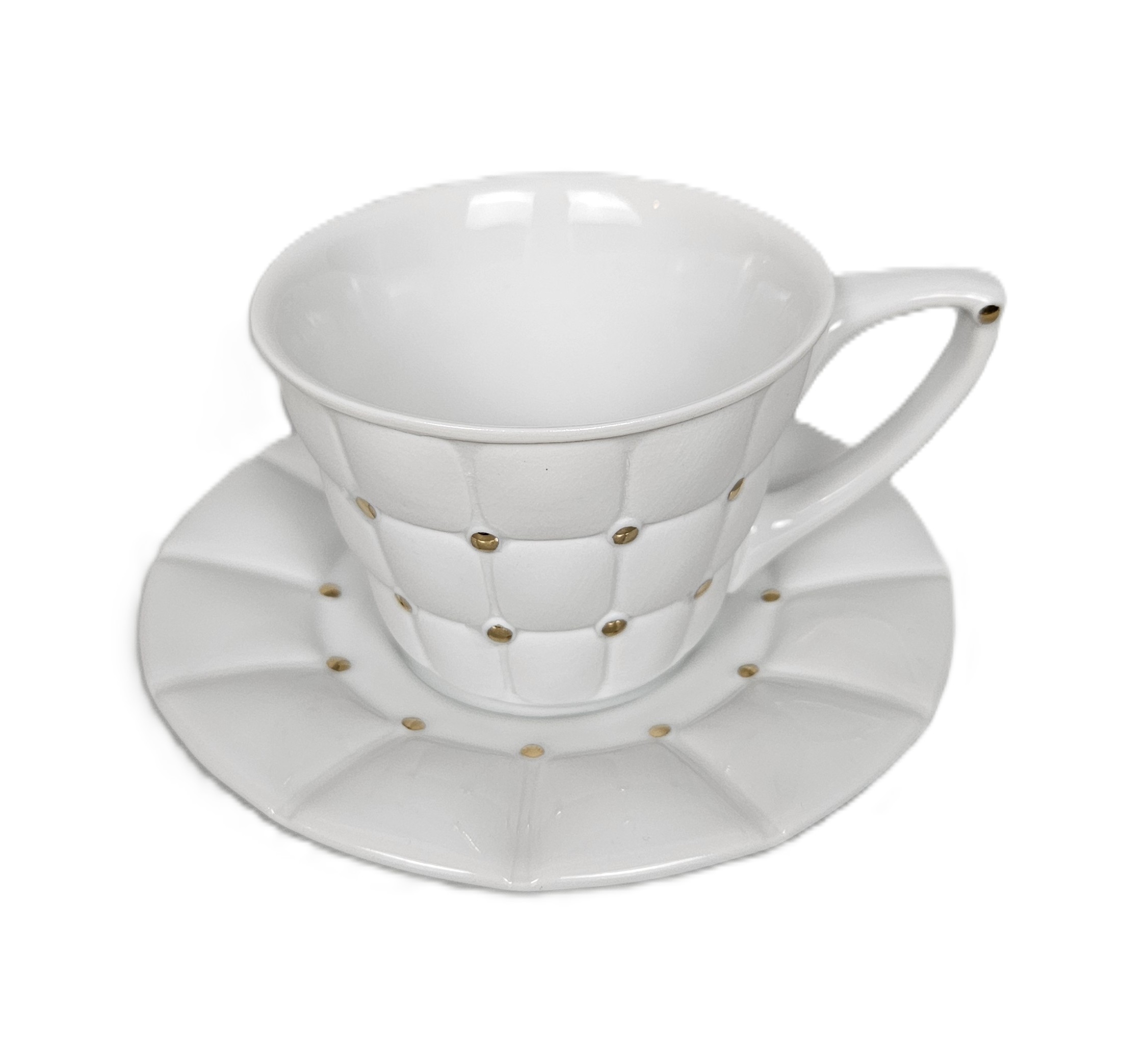 Porcelánový šálek s podšálkem BARCELONA - zlatý, porcelán GOLDFINGER - Obrázek 2