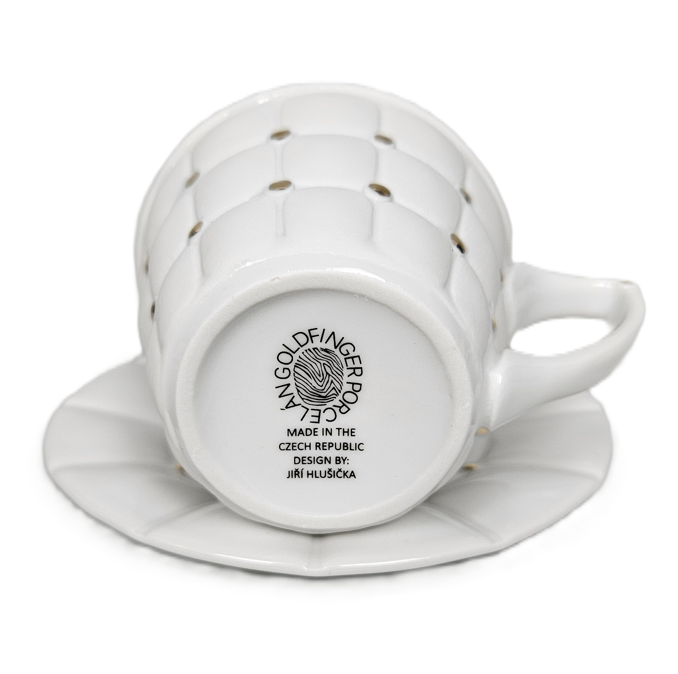 Porcelánový šálek s podšálkem BARCELONA - zlatý, porcelán GOLDFINGER - Obrázek 3