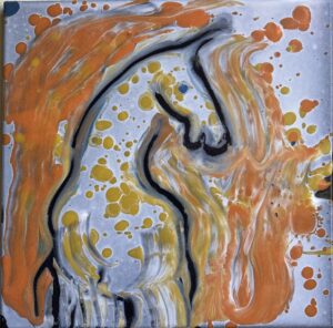 Obraz ze smaltu "Grošák" 28 x 28 cm - Daniela Kosová
