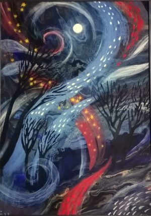 Obraz ze smaltu "Mezi nebem a zemí I." 71x50 cm - Markéta Škopková