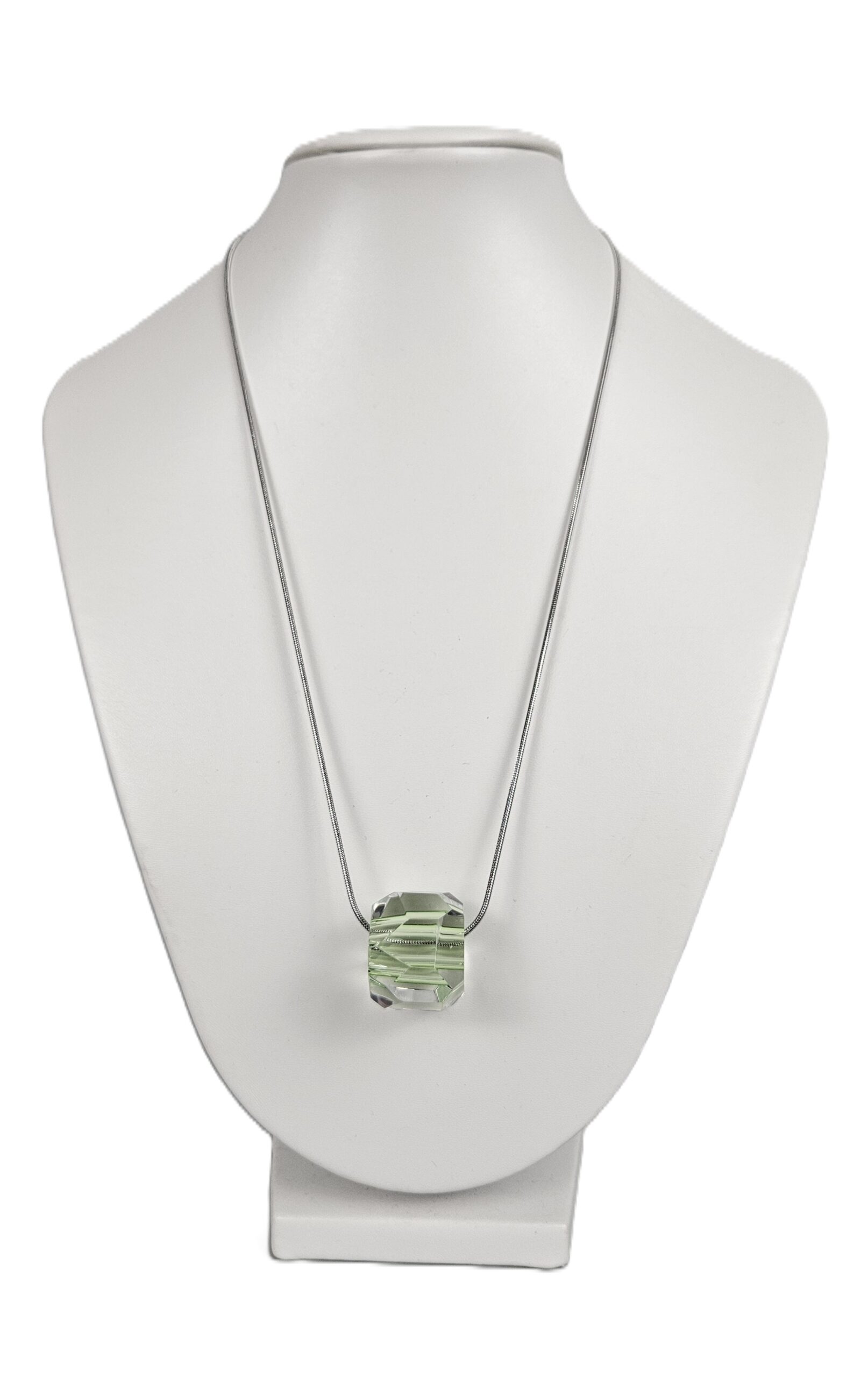 Broušený skleněný náhrdelník zeleno-křišťálový II. – Šárka Bartko