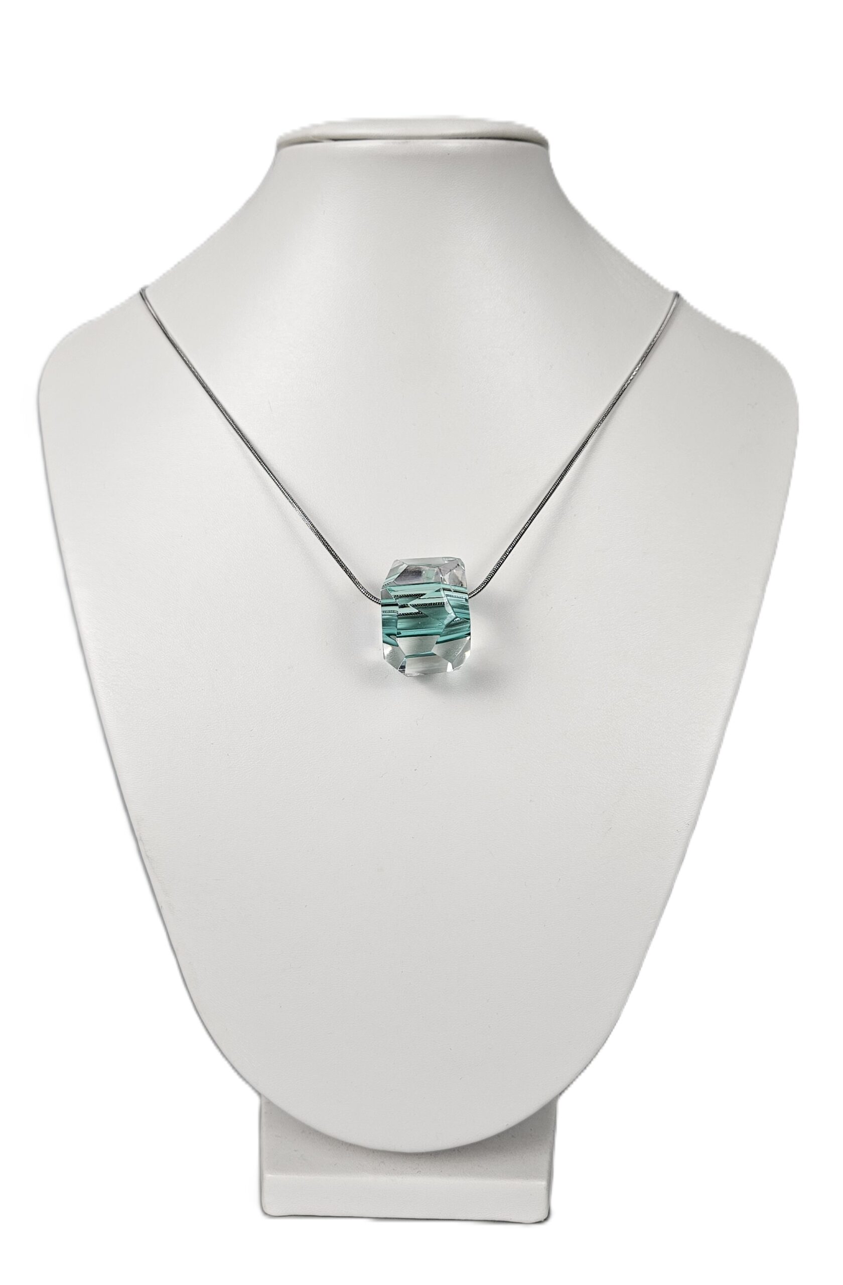 Broušený skleněný náhrdelník křišťálovo-modrý – Šárka Bartko