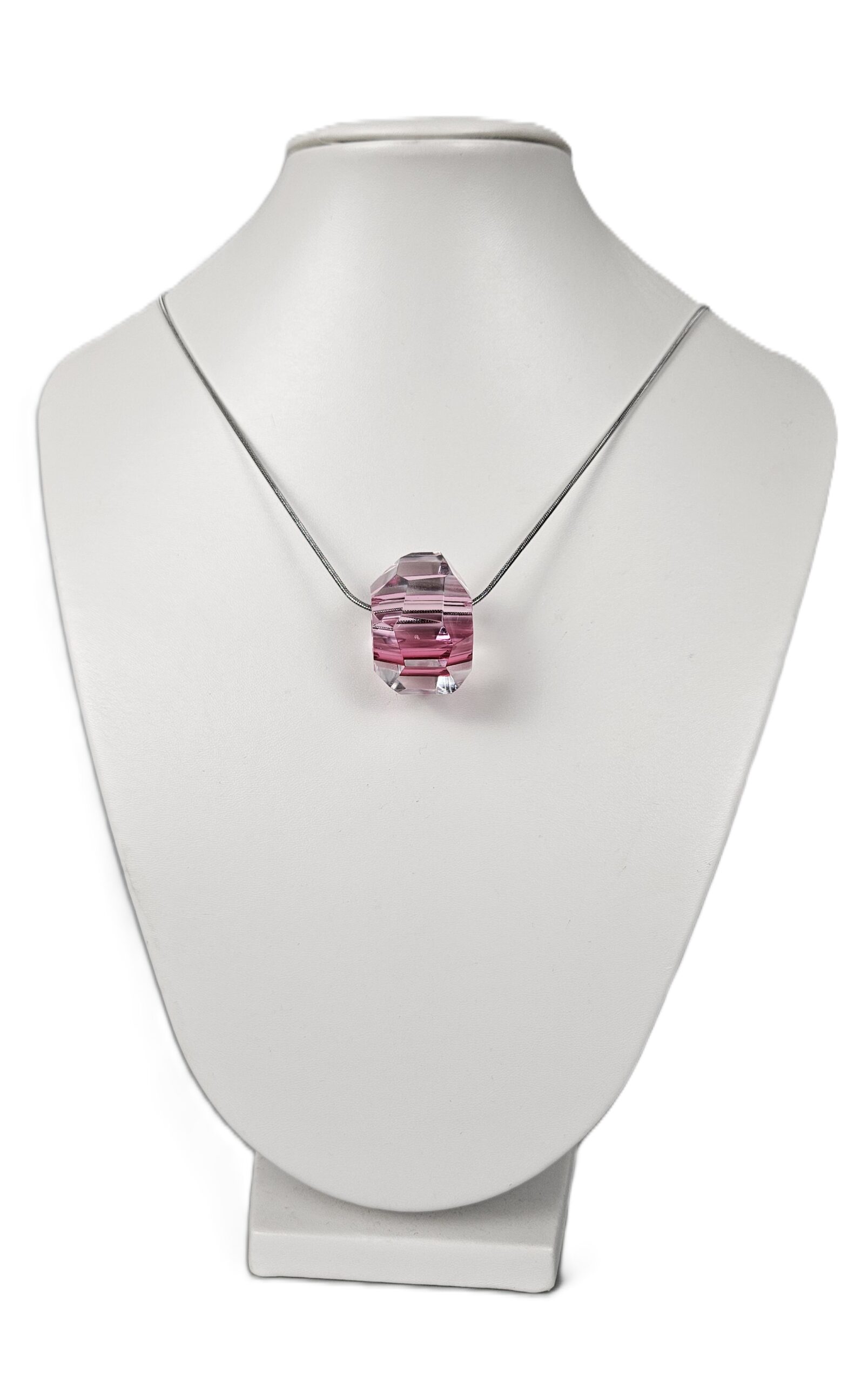 Broušený skleněný náhrdelník křišťálovo-růžový – Šárka Bartko
