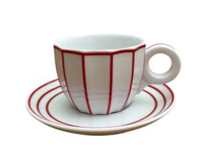 Goldfinger porcelánový šálek na kávu s podšálkem Šárka M červená linka