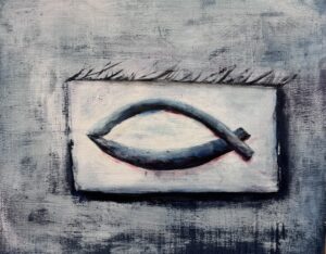 Obraz "Ryba v pasti" 60x70 cm - Oldřich Tichý