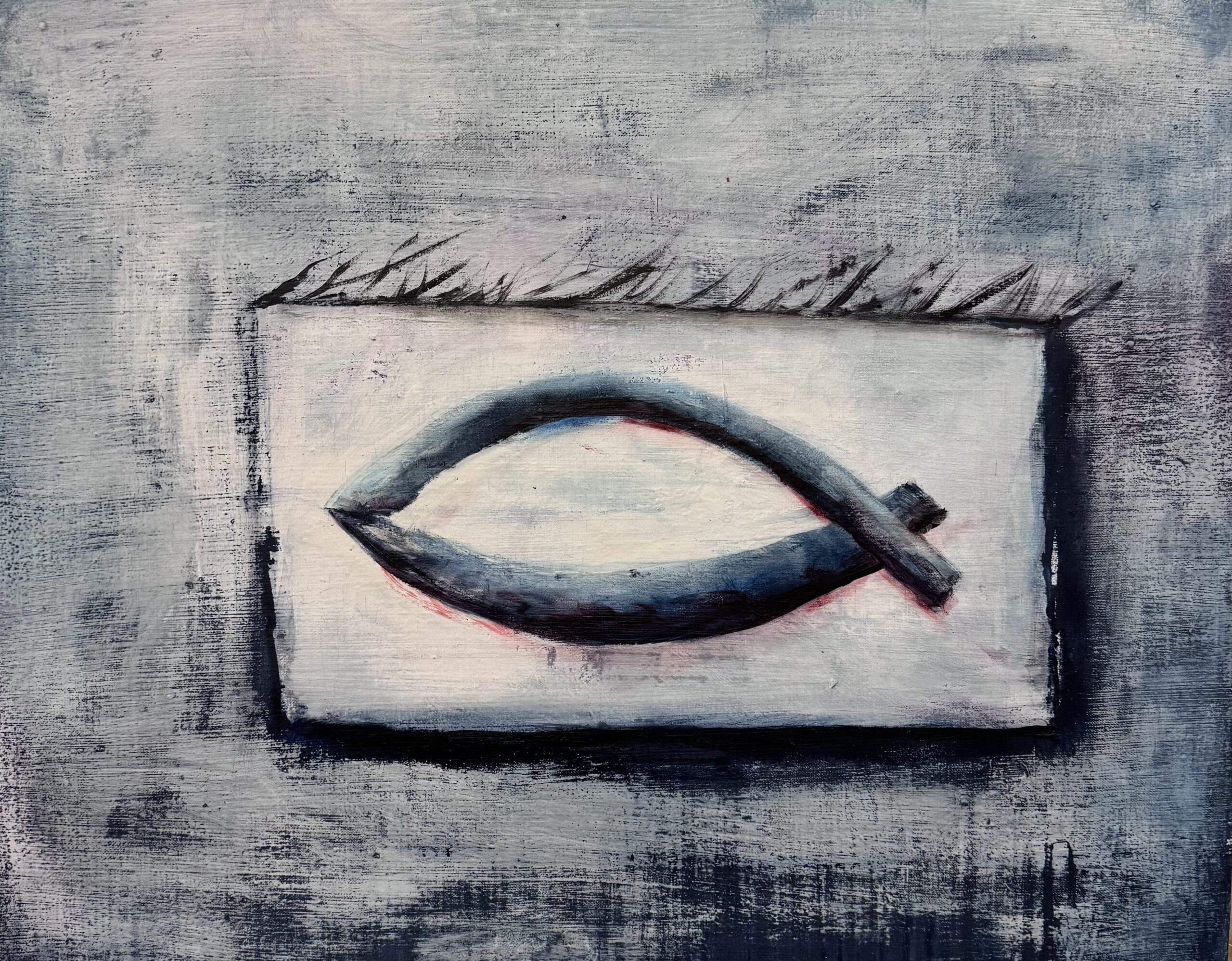 Obraz „Ryba v pasti“ 60×70 cm – Oldřich Tichý