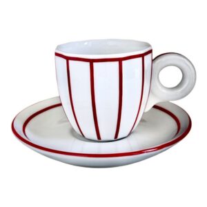 Goldfinger porcelánový šálek na kávu s podšálkem Šárka S červená linka