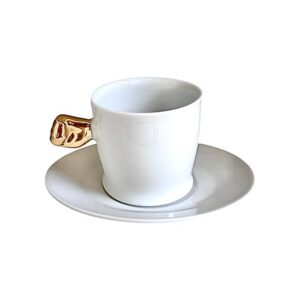 Goldfinger porcelánový šálek s podšálkem Pěstička - zlatá