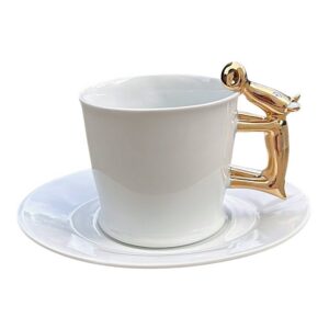 Goldfinger porcelánový šálek s podšálkem Čuník - zlatý